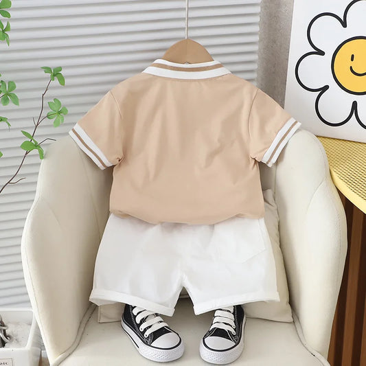 New Children Fashion Boy Sports Suit Summer Kids Casual Clothes T-Shirts Polo Shorts 2Pc/Sets Toddler Casual Outfits 1-5years