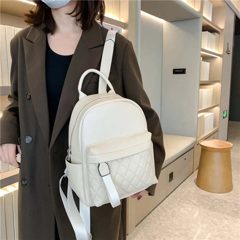 Embroidery Name Backpack Women's PU Bag Fashion Ladies Gift High Quality PU Backpack Personalized Girls Outdoor Small Backpack