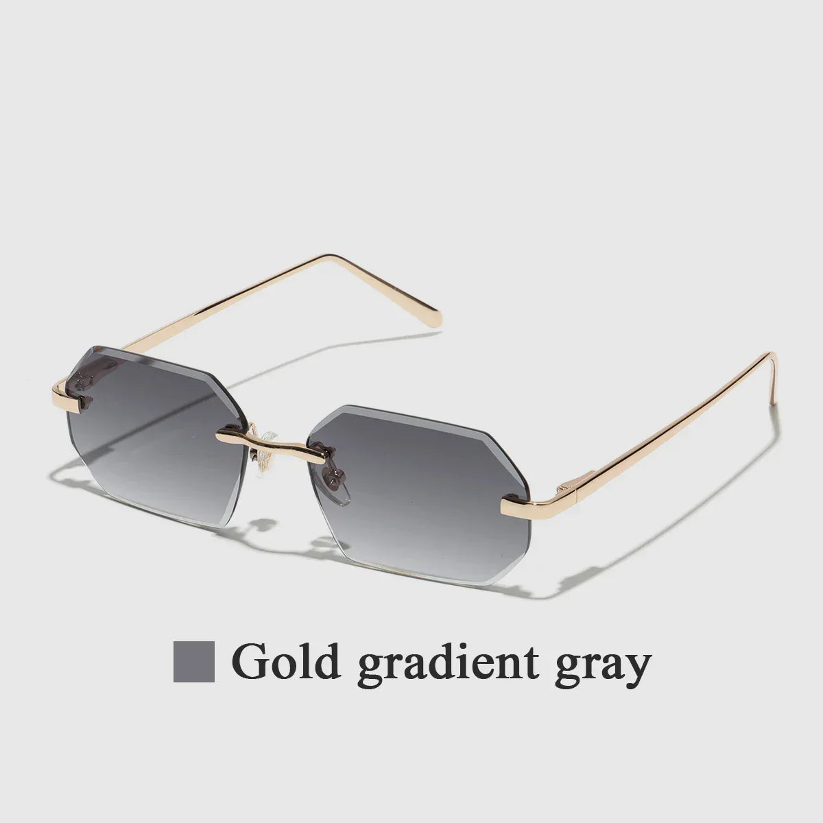 Sunglasses Men Brand Designer Fashion Rimless Sun Glasses Shades Diamond Cut Lens Ladies Frameless Metal Eye glasses
