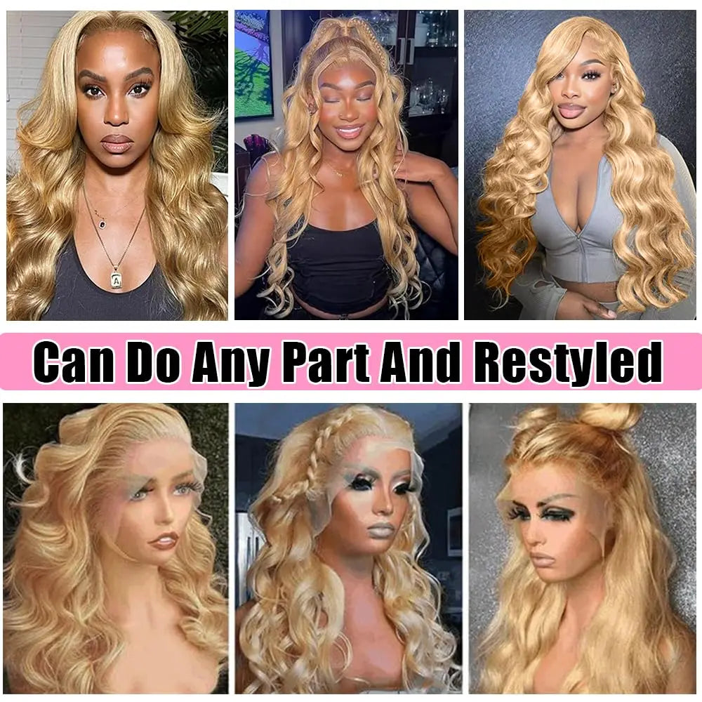 34 36inch 27 Honey Blonde Body Wave Wig Human Hair 13x6 Transparent Hd Lace Frontal Wig For Women 250 Density Brazilian Wigs