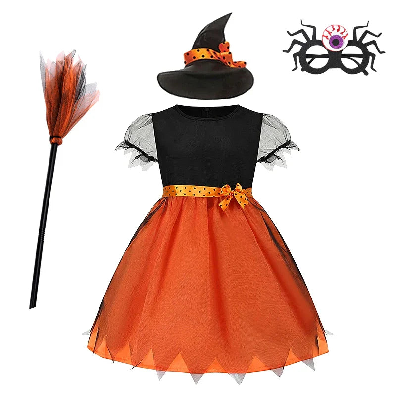 Fantasia de Bruxa de Halloween para Bebês Meninas Trajes de Vampiro para Crianças Roupas de Festa de Carnaval Roupas para Crianças