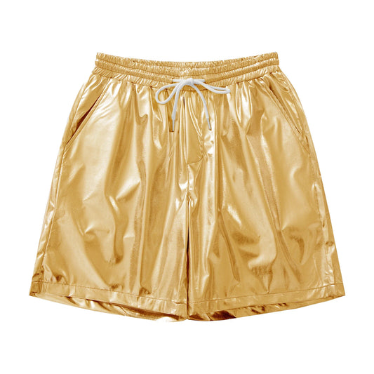 Men's Stage Performance Nightclub Shorts Bright Golden and Silvery Fashion Beach Board Shorts Short Pants