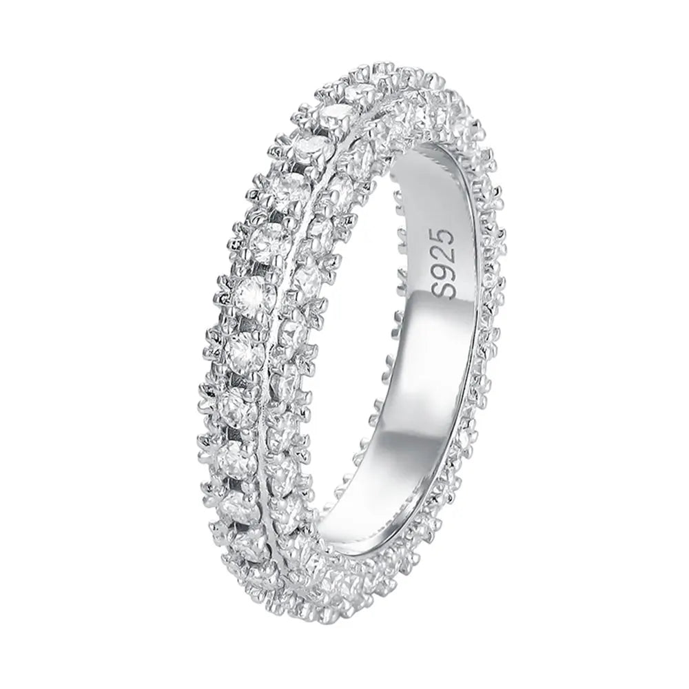 D VVS1 All Moissanite Rings for Women Man Lab Diamond Wedding Eternity Band with GRA S925 Silver Plated 18k Gold Ring