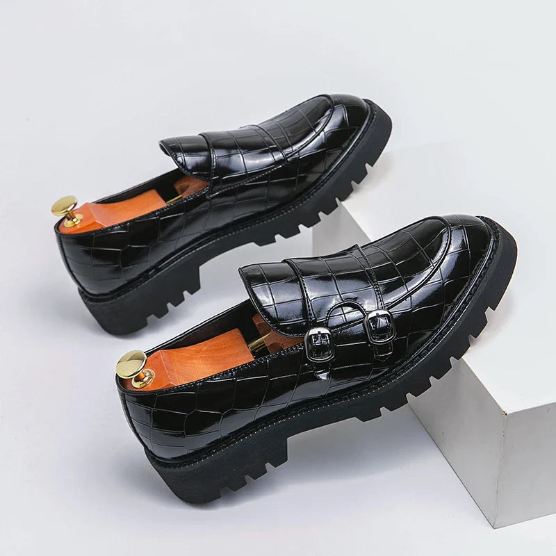 Classic Men's Dress Shoes Slip On Leather Loafers Men Platform Social Shoes For Men Fashion Casual Business Formal Shoes Male