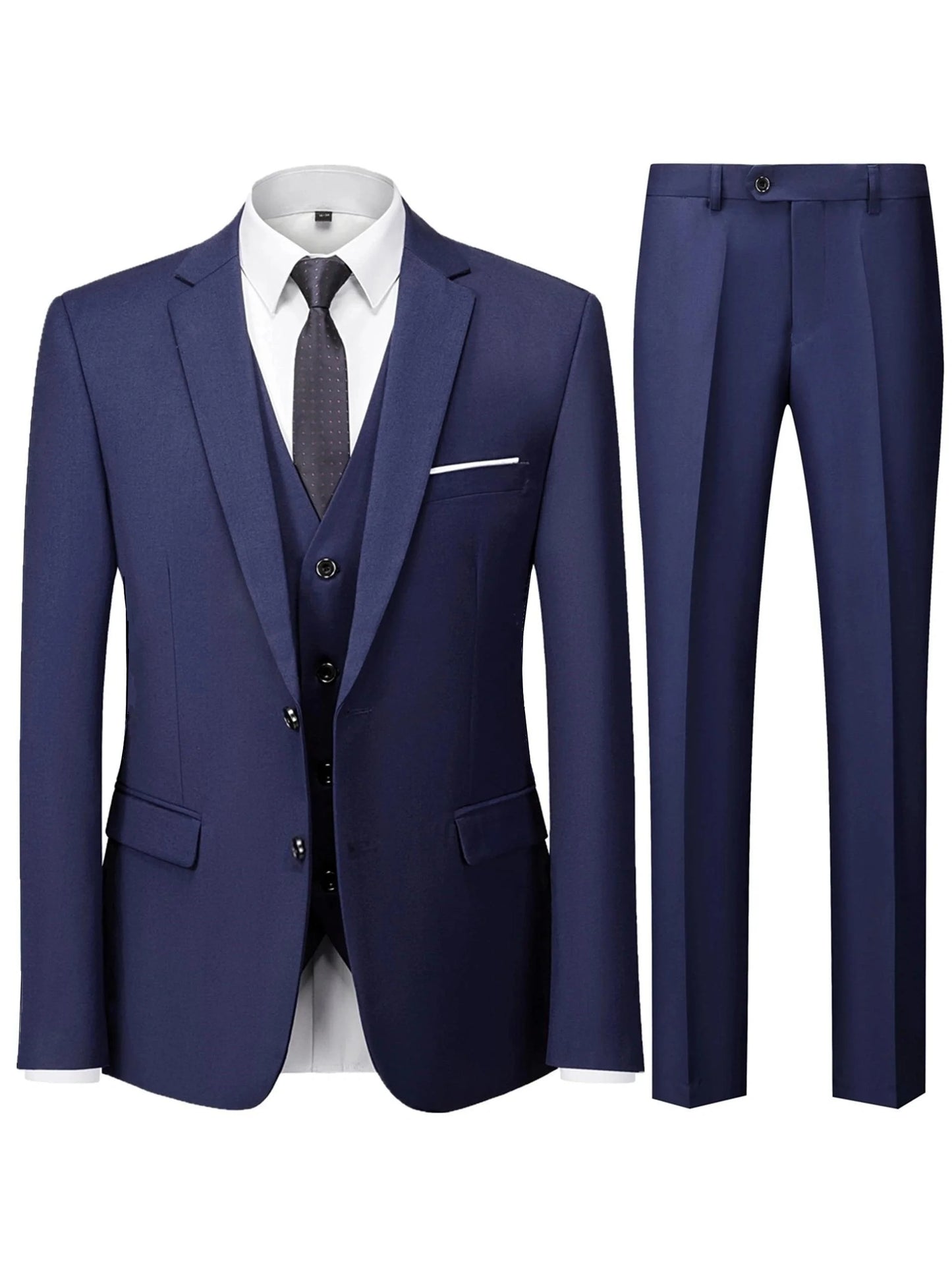 Men's Burgundy 2-Piece Suit Set (Blazer + Trousers Only, No Vest Included),Slim Fit Formal Business Wedding Party Jacket & Pants