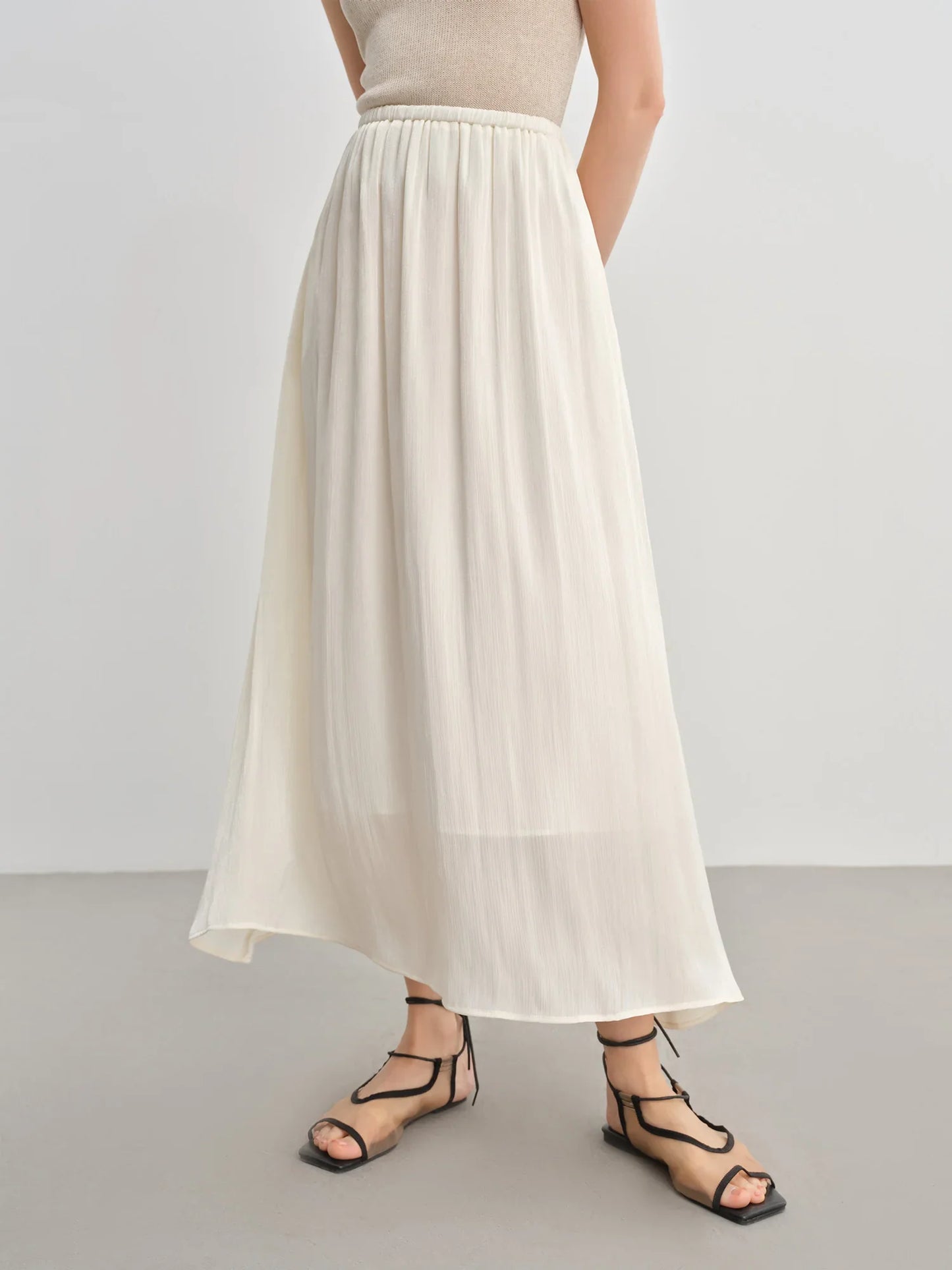 Plus-Size Women's Lightweight Flowing A-Line Skirt - 2025 Summer New Fashionable Commute Long Dress 25DS82792
