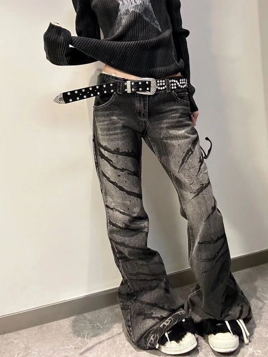 Washed Jeans for Women Y2k Fashion High Waist Wide Leg Jeans