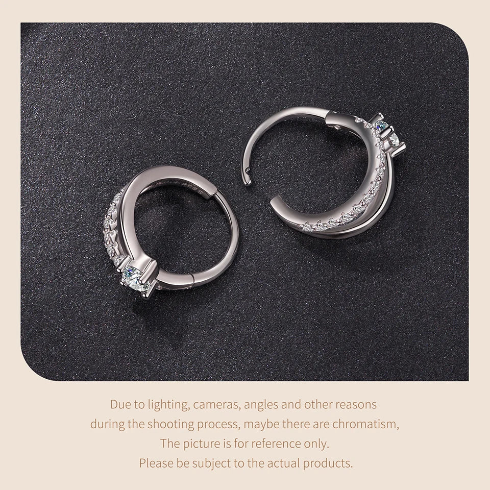 Classic Moissanite Hoop Earrings for Women, Double-Layer 925 Sterling Silver D Color Round Cut Lab Diamond Earrings