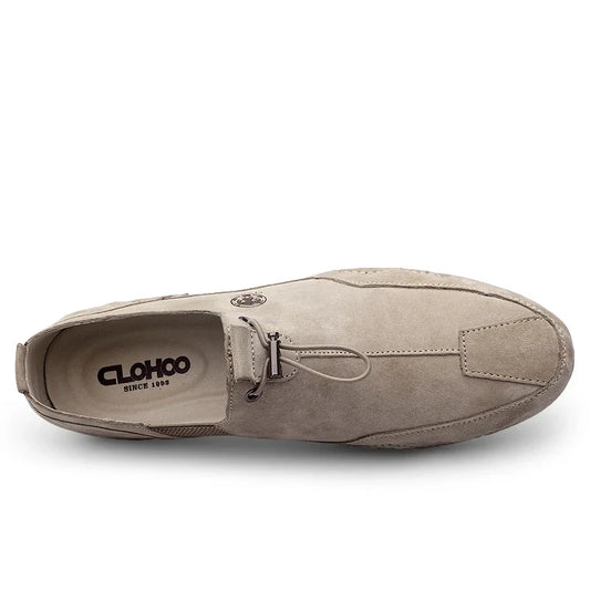 Sapatos Masculinos Casuais de Couro Genuíno Antiderrapantes e Respiráveis para Dirigir, Macios e de Sola Flexível, para Uso ao Ar Livre
