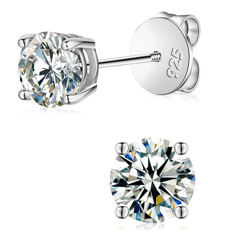 D Color Moissanite Stud Earrings For Women Top Quality 100% 925 Sterling Silver Sparkling Wedding Jewelry Shining Ear Accessory
