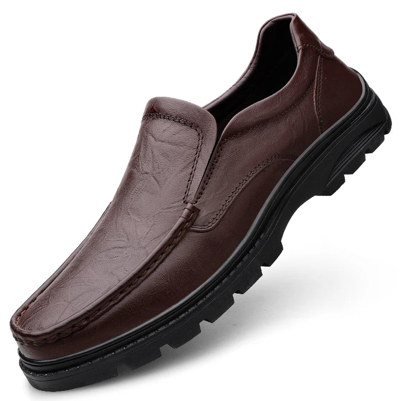 2025 New Summer Leather Shoes, Soft-soled Height-increasing Commuting and Patrol Shoes, High-end Handmade Leather Shoes for Men
