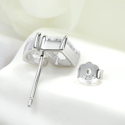 18k Plated Pear Cut Moissanite Stud Earrings Women Wedding Jewelry 4 Gems Lab Diamond Earring Emerald Cut Solid Silver