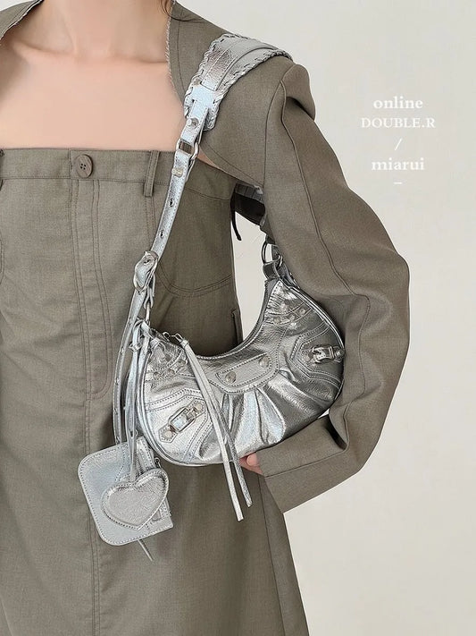 2026 Spring Hot Selling Maillard Style Retro Style Small Bag Spicy Girl Y2K Wasteland Style Vintage Leather Shoulder Armpit Bag
