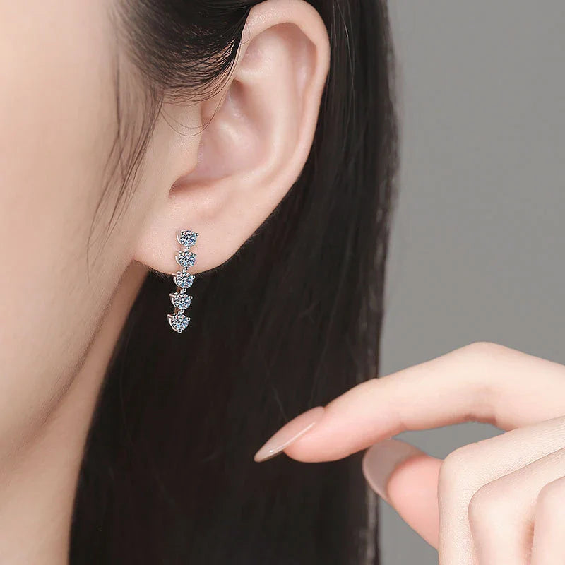 3mm Full Moissanite Earring For Women Wedding Fine Jewely 925 Sterling Sliver With White Gold Plated Party Studs Earrings