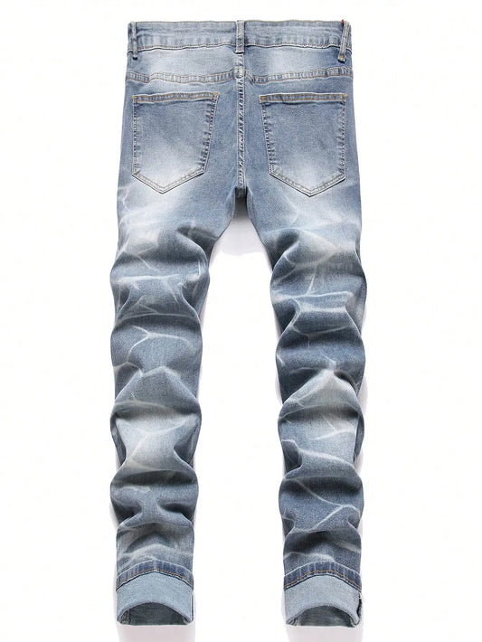 Calça Jeans Masculina Esticada Azul Escuro Skinny Para Homens Calça Jeans Casual Slim Fit Estilo Coreano Calças Jeans Masculinas