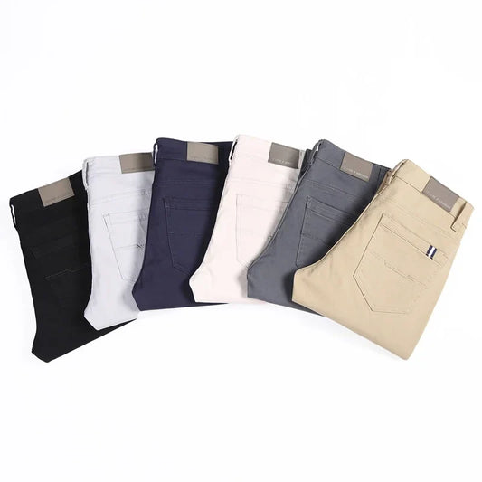 6 Color Men Slim Casual Pants New Classic Business Fashion Comfortable Stretch Cotton Elastic Straigh Trousers Male