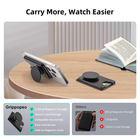 Universal Magnetic Wallet With Expanding Phone Grip,Phone Card Holder Solid SocketWallet For IPhone Samsung Wallets