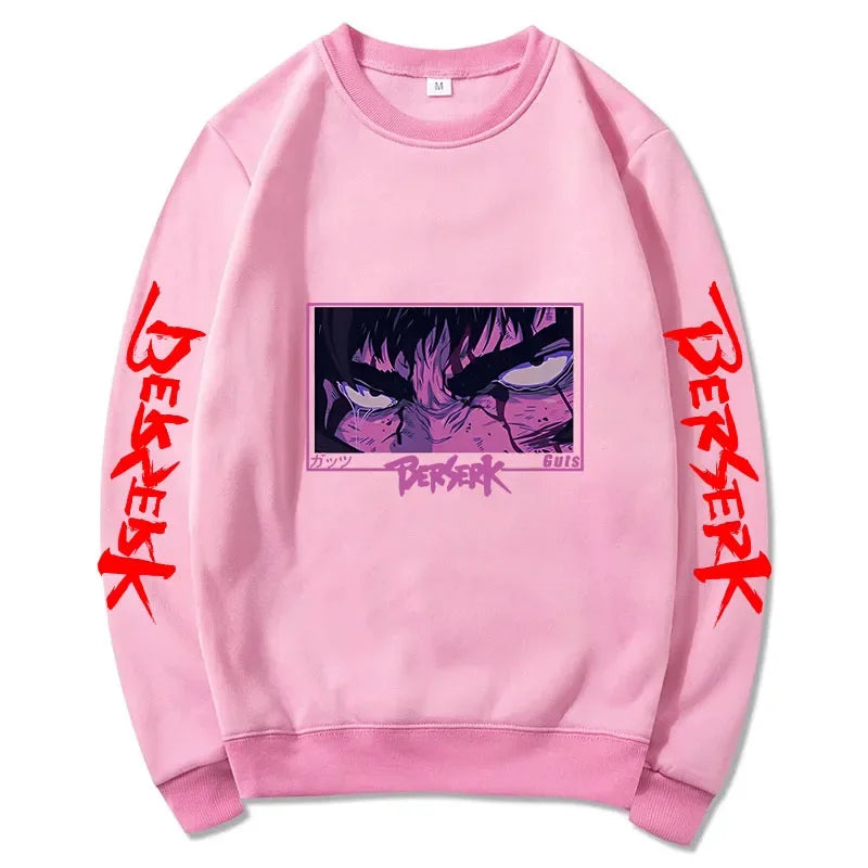 Autumn and Winter Anime Men's Pullover - Harajuku Style Berserker Pattern Loose Hoodie, Fashionable Unisex Long Sleeves