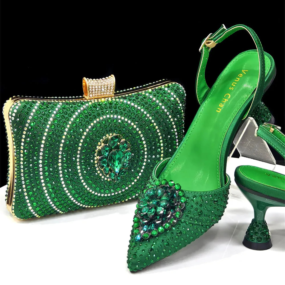 Elegant Italian Design Pink Butterfly Shoes and Bag Set for Women - Perfect for Parties and Weddings