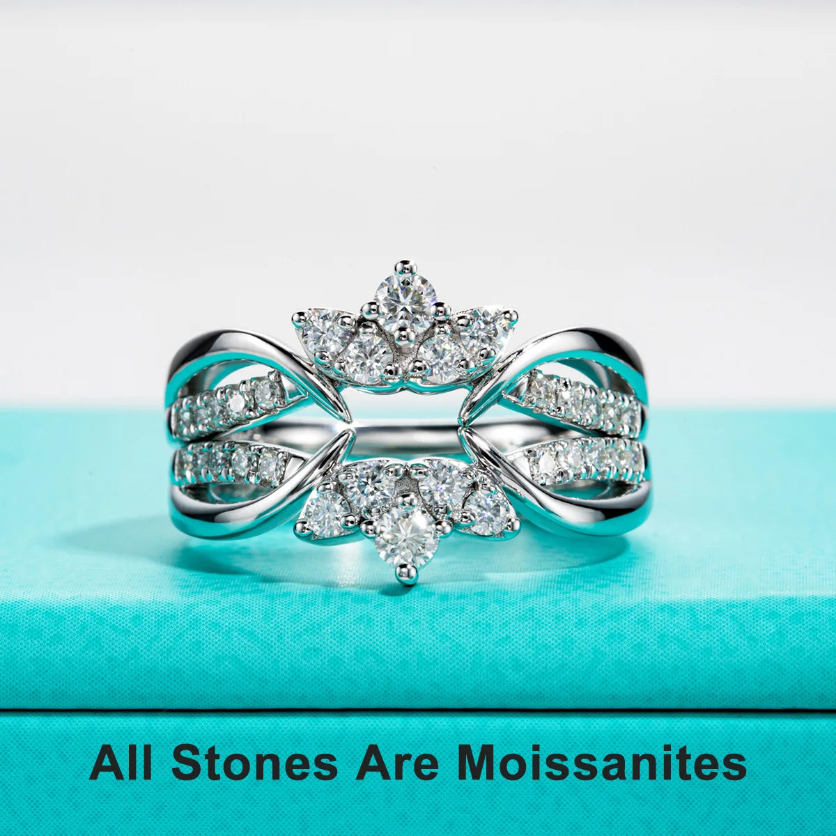 Moissanite Wedding Band Set 925 Sterling Silver D Color Lab Created Diamond Crown Bridal Ring Set For Women Jewelry