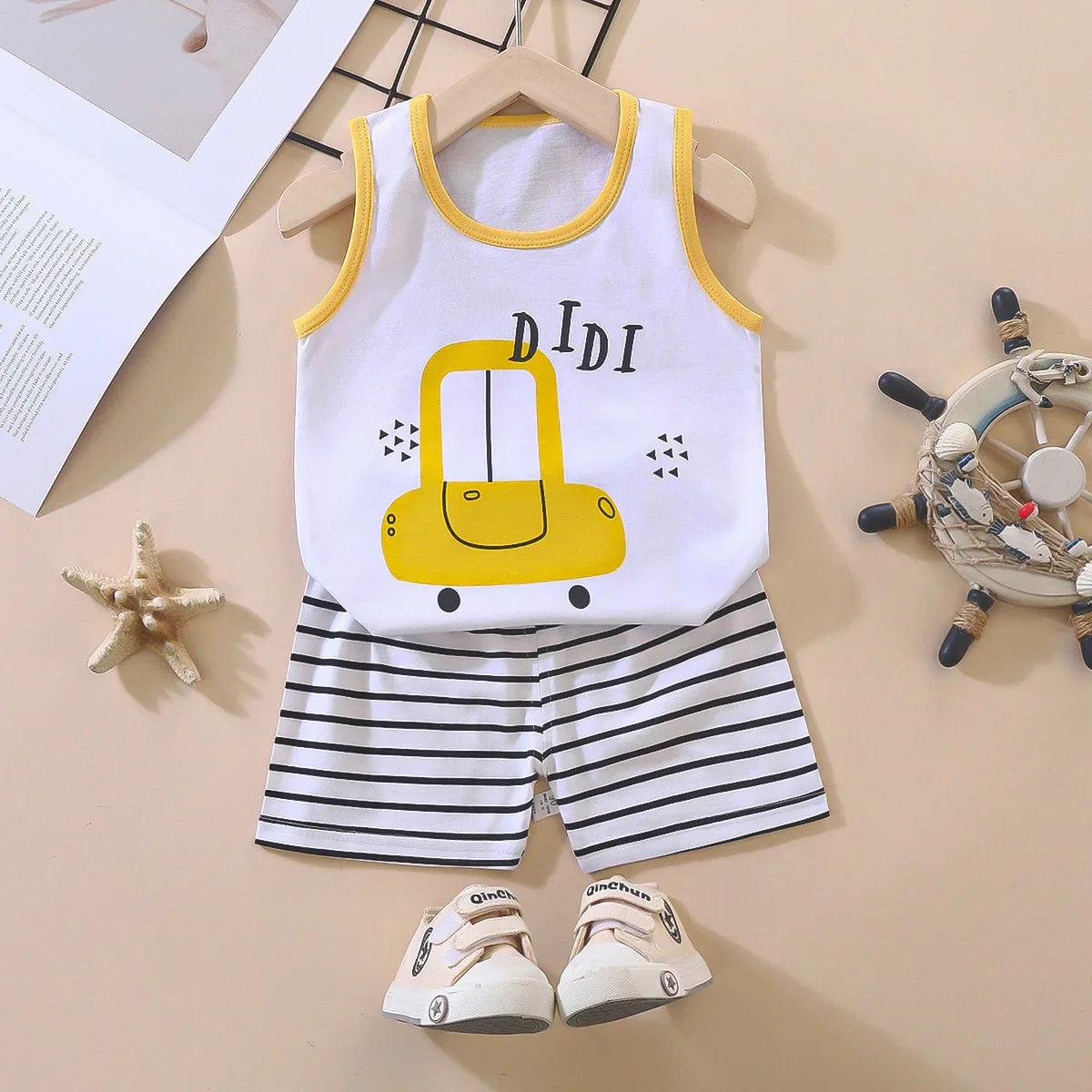 1 Set Summer Cotton Children Sets Kids Clothes Boys Girls Vest Suit Children's Clothing Baby T-Shirts Shorts Tank Top Sleeveless