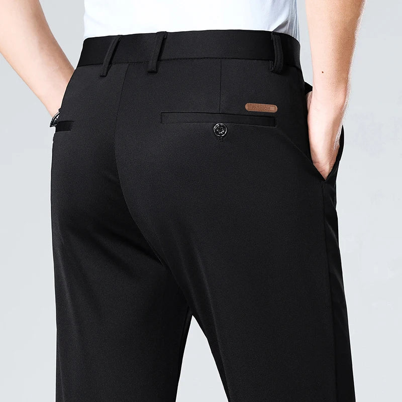 Men's Stretch Suit Pants Business Casual Dress Pants Wrinkle Resistant 4-Way Stretch Golf Casual Pants Spring Summer Blue Black