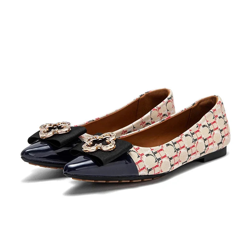 Flat Shoes 2025 Women's New Pointed Shoes Bow Flat Shoes Woman Commuter