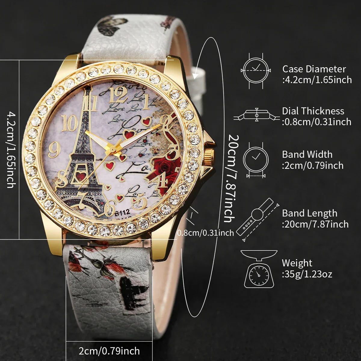 Fashion Rhinestone Women's Watch Arabic Dial Leather Band Quartz Watches(Without Box)