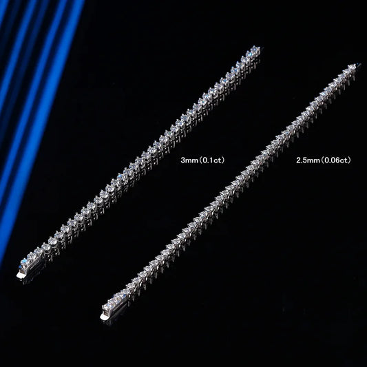 3 Prong 2.5mm 3mm Full D Color Moissanite Diamond Tennis Bracelet for Women 925 Silver Link Chain Spring Buckle Bracelets
