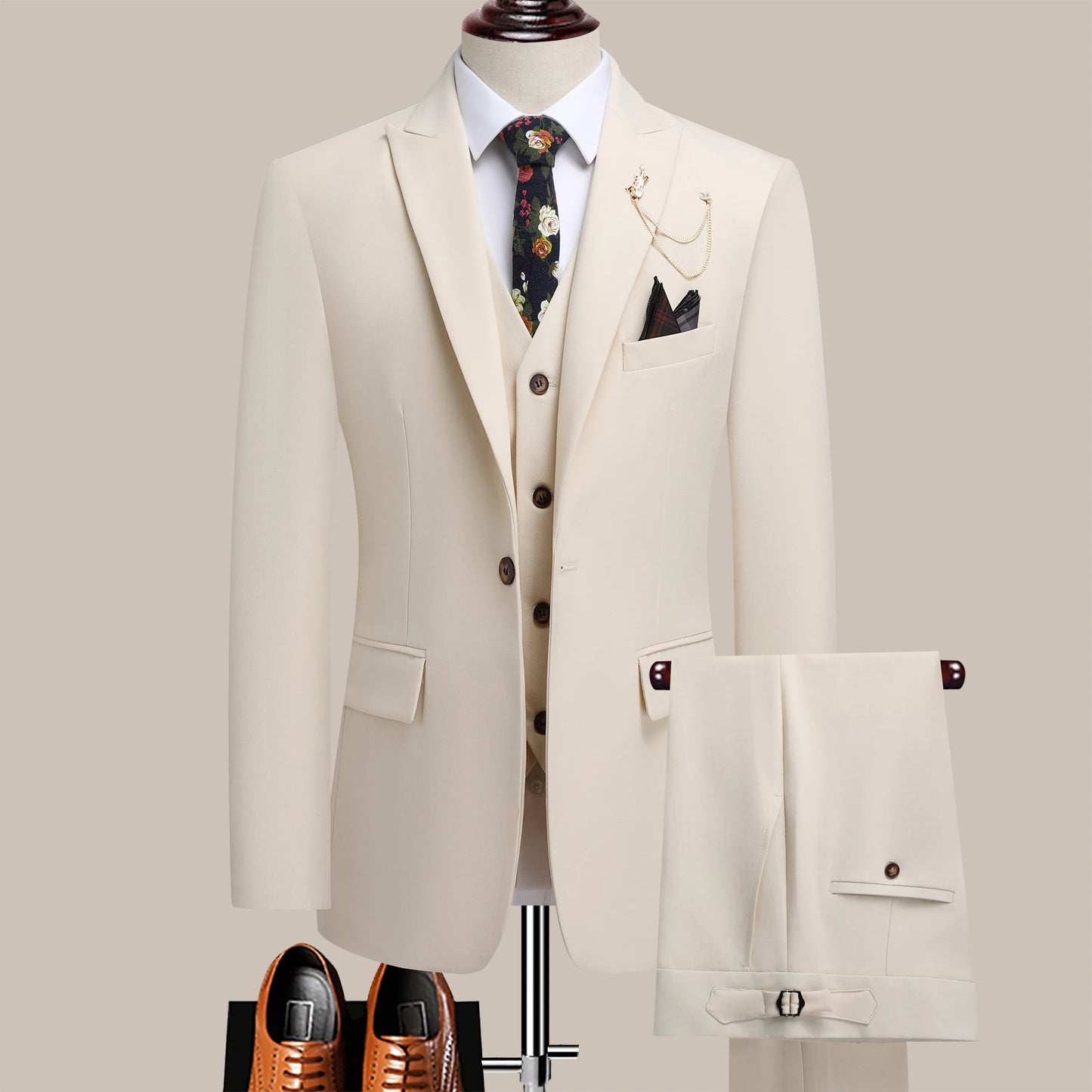 The Latest Men's Three-Piece Suit with Notch Lapels and Adjustable Waistband, High-End Men's Suit for Weddings, Dinner Parties, Work, Business, and Casual Occasions, a Gift for Dad or Husband, Wedding Attire