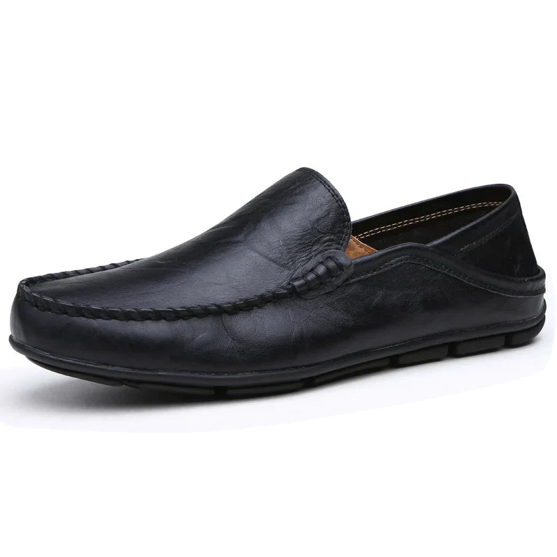Sapatos Masculinos de Couro Mocassins Masculinos de Verão Sapatos de Couro Casuais de Negócios Clássicos Macios Mocassins Homem Sapatos Baixos Respiráveis