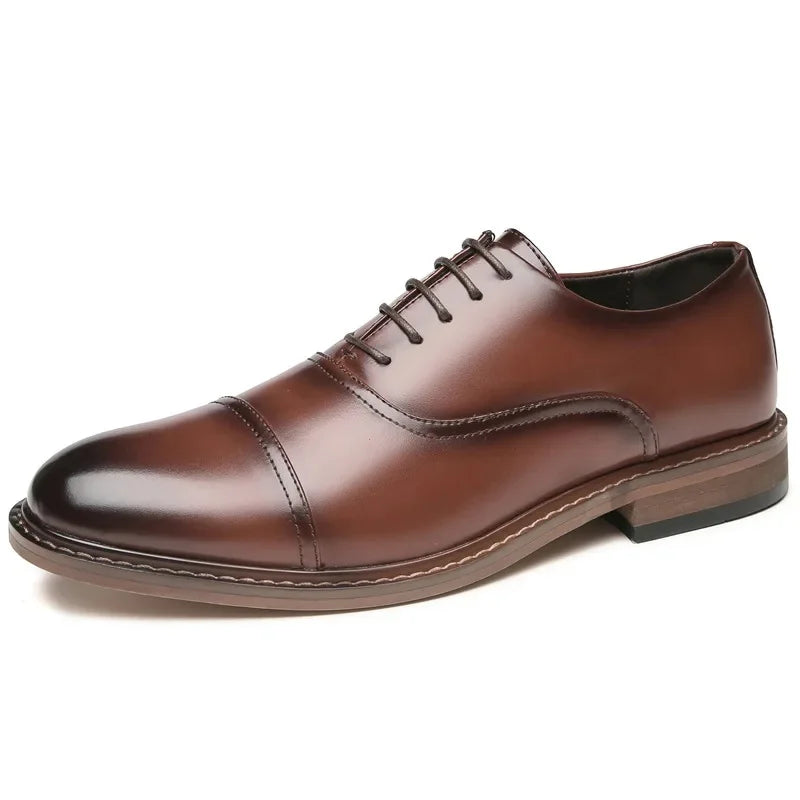 Office Men's round Toe Business Shoes Summer 2024 Formal Leather Oxford Derby Korean Style Wedding Single Shoes Microfiber