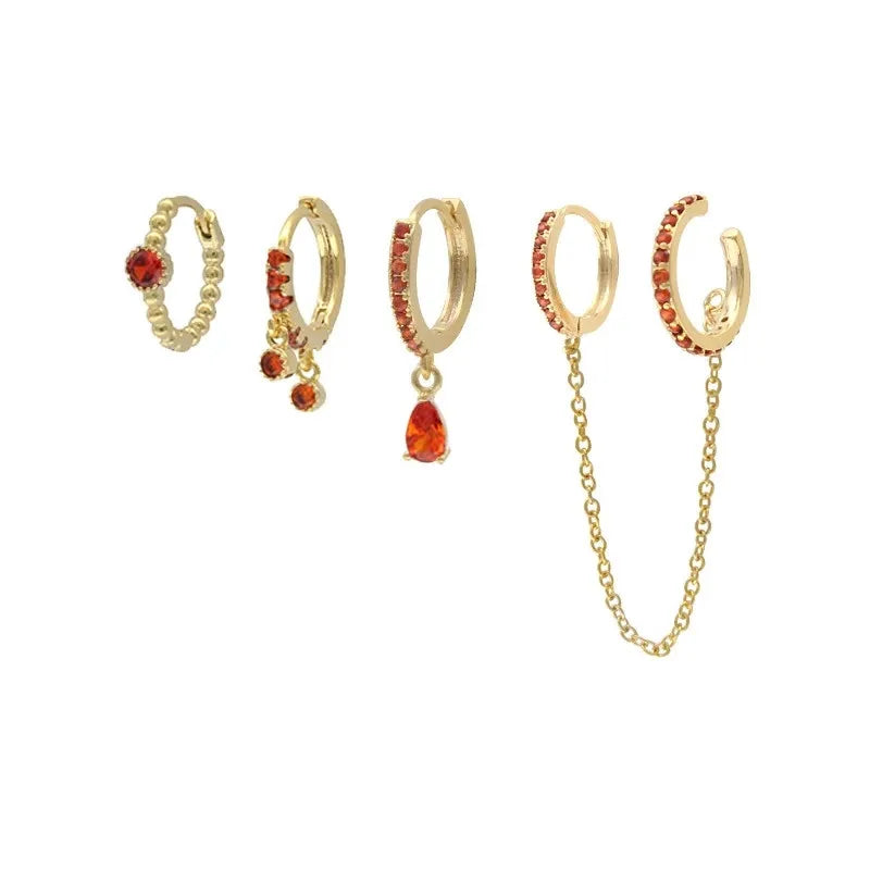 ROXI Ear Jewelry Set Water Drop Suit Earrings For Women Fashion Tassel Hoop Earring Piercing Pendientes Casual Street Jewelry