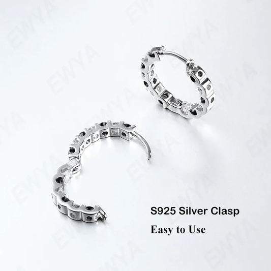 Sparkling 2.6cttw D Color Full Black And White Moissanite Hoop Earrings S925 Silver Earring For Women Party Fine Jewelry