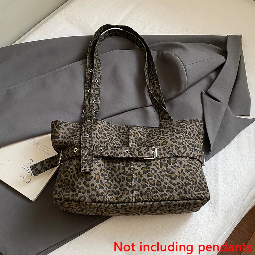 Casual Large-Capacity Leopard Print Women's Bag New Lightweight Versatile Shoulder Bag Relaxed Commuting Tote Bag