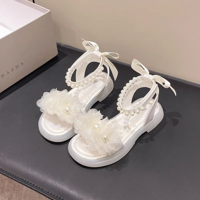 Girls Summer Sandals Soft Bottom Toe-Open Cute Princess Shoes Middle Large Children Little Girls Student Beach Shoes