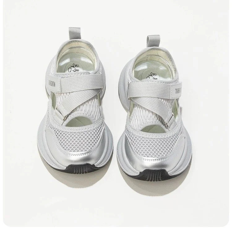 Boys Girls Sports Sandals Rotating Button Students Sneakers Hollowed-out Summer New Students Running Shoes Mesh Breathable
