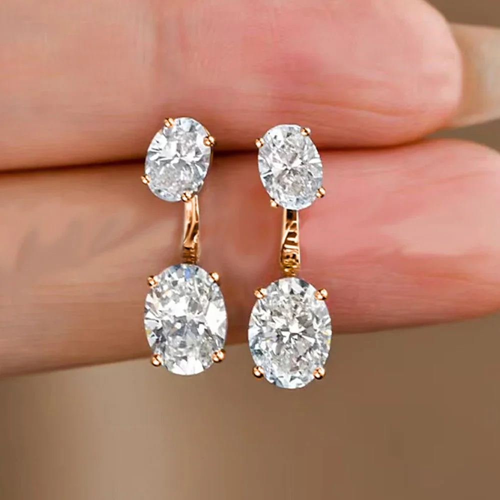 6cttw Oval Cut Moissanite Diamond Stud Earring with Certificate S925 Silver 2-wearing Detachable Earcuff Drop Earring for Women