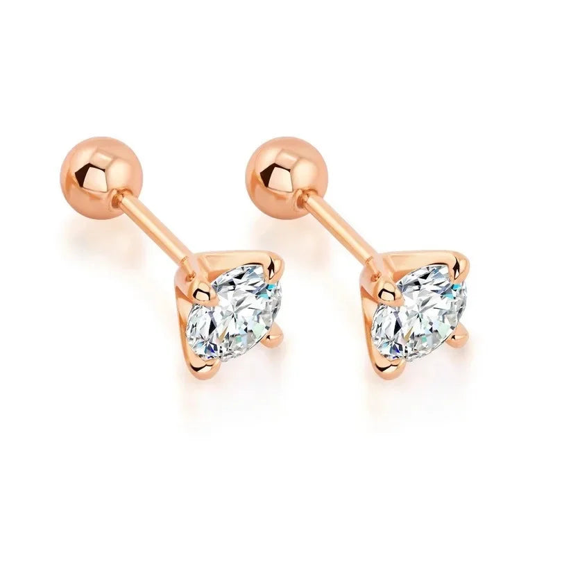 4 Prong GRA Certified 0.3-2CT D Color Moissanite Earrings for Women Men 925 Silver Plated 18K Gold Party Ear Studs Gift