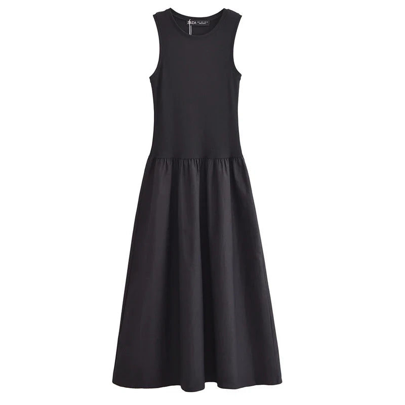 Dresses 2025 Woman Sleeveless Black Long Dress Women Bodycon Summer Solid Dresses One Pieces Midi Casual Dresses