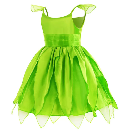 Elf Fancy Costume Cosplay Girls Halloween Pixie Fairy Disguise Kids Tinkerbel Dress up Carnival Pageant Princess Frock Sundress