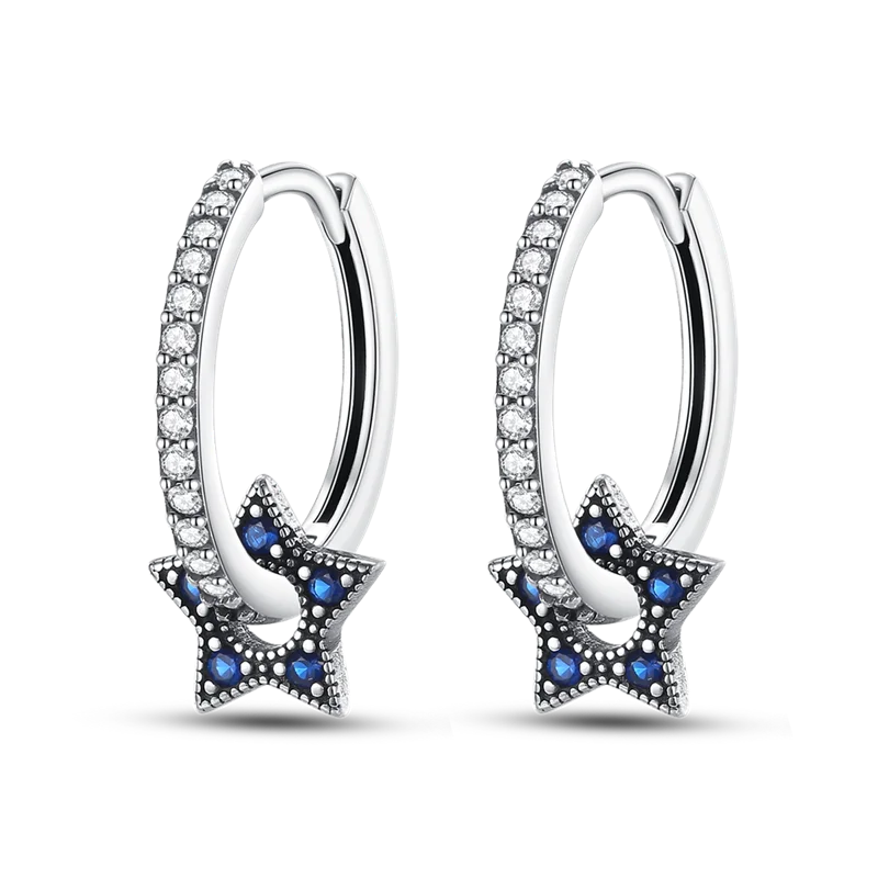 925 Silver Charms Plata De Ley 925 Jewelry Women Fashion Cute Tiny Clear Crystal CZ Stud Earrings Star Starfish Dolphin Earrings