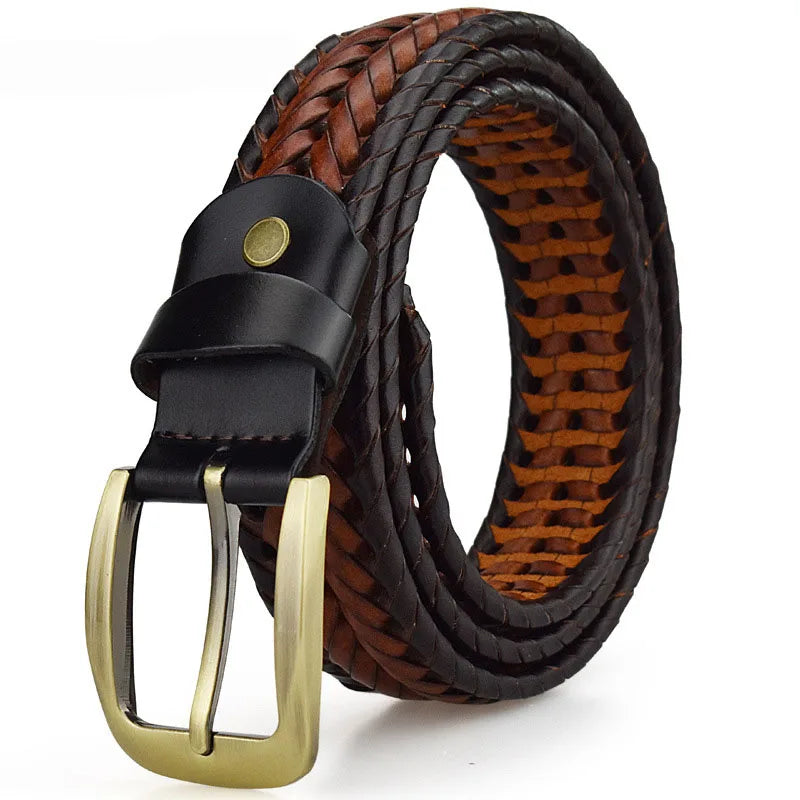 Luxury Men's Pin Buckle Braided Belt High Quality Braid Vintage Belt For Men's Casual Jeans Belt