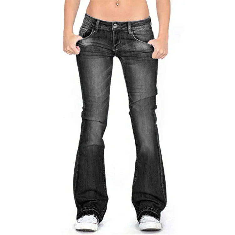 SLow Rise Flared Jeans Women Casual Vintage Skinny Bell Bottom Jeans