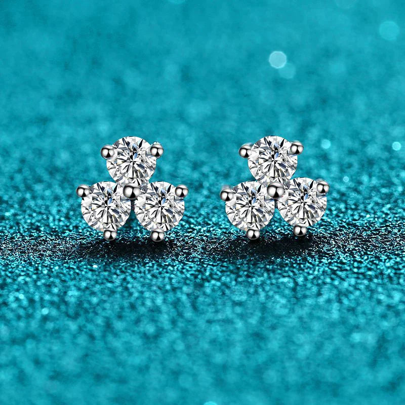 3mm All Moissanite Earrings Woman Wedding Fine Jewely 925 sterling silver With Gold Plated Studs Earring Women's Earrings