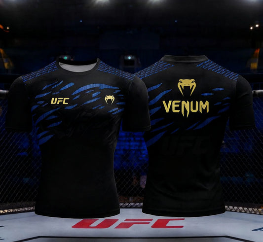 UFC men's 3D printed training T-shirt, summer short-sleeved, casual and comfortable sports top, boxing, MMA gym, street fashion