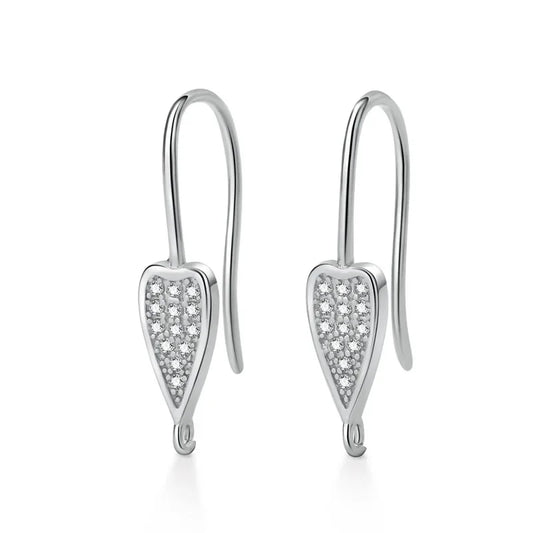 TrustDavis Real 925 Sterling Silver Fashion Dazzling CZ Opening Handmade Ear Hook Earring DIY Accessories Fine Jewelry HY365