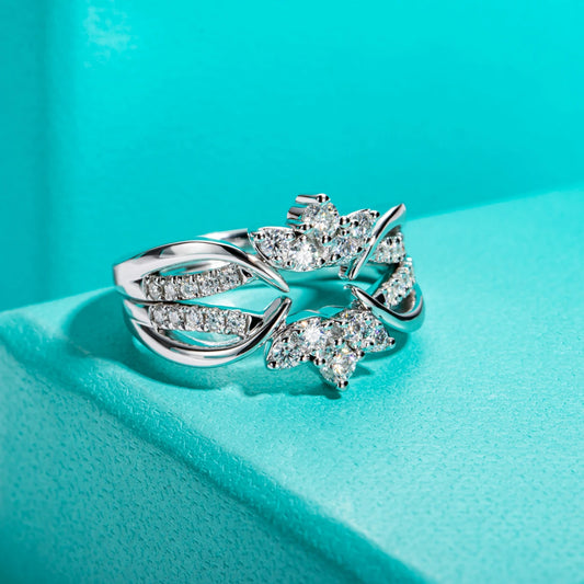 Moissanite Wedding Band Set 925 Sterling Silver D Color Lab Created Diamond Crown Bridal Ring Set For Women Jewelry