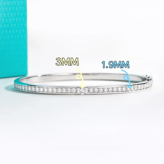 2.017cttw Moissanite Eternity Bracelet 925 Sterling Silver 18K White Gold Plated Classic Bangle for Women Gifts