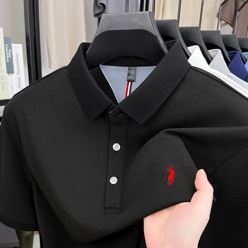 High end designer brand short sleeve polo shirt men's summer breathable trend golf pony embroidery business casual Paul T-shirt